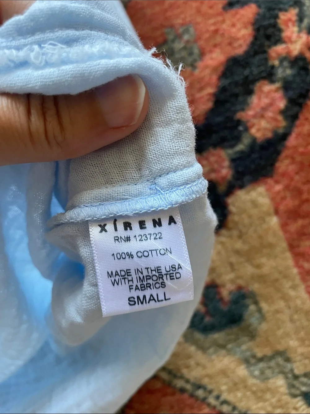 XIRENA Rosie Cotton Tank Top size Small Light Blue